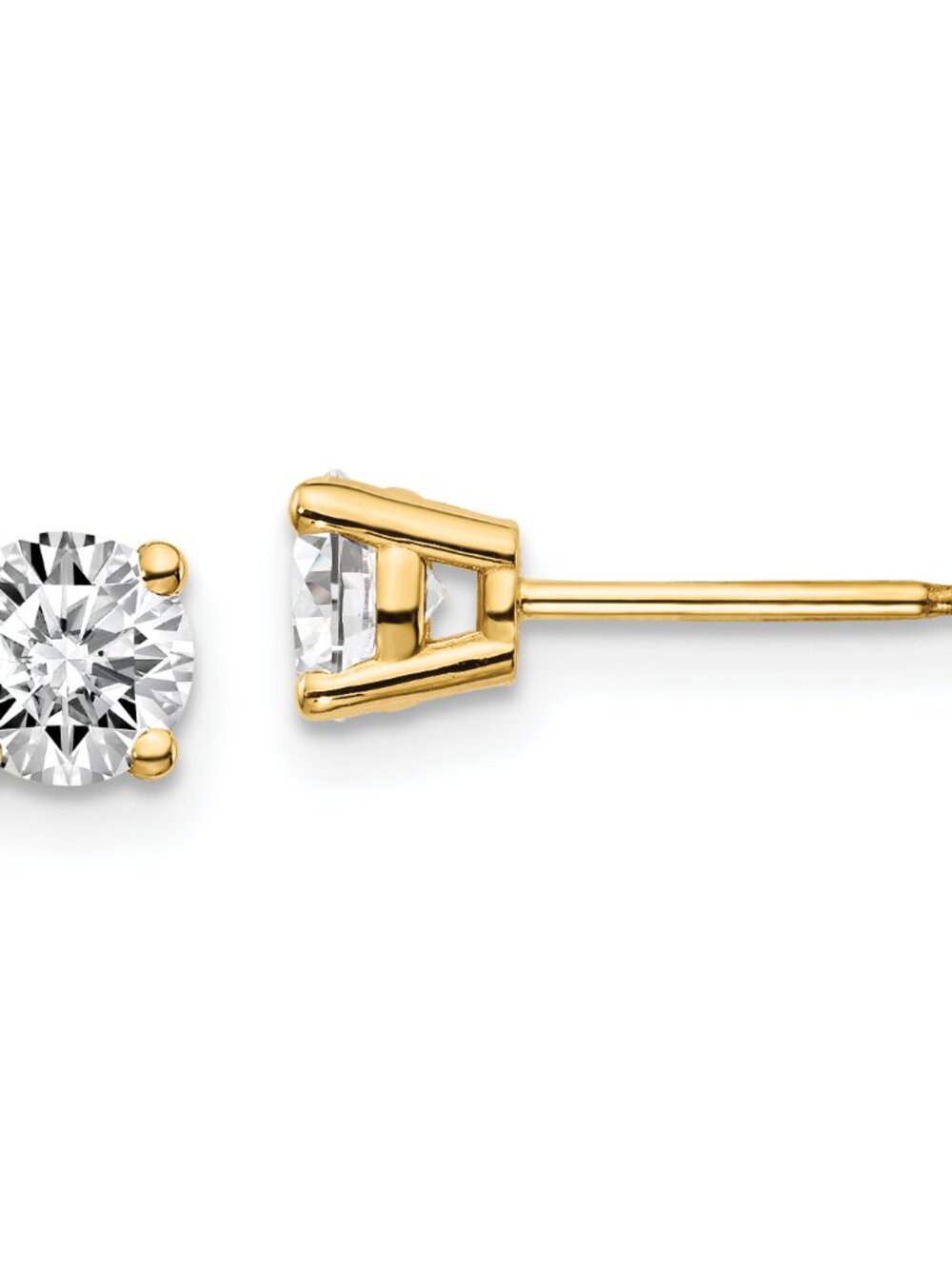 Gold Plated Sterling Silver 5mm Round CZ Basket Set Stud Earrings - Gold Studs